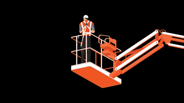 illustration of person on scissor lift